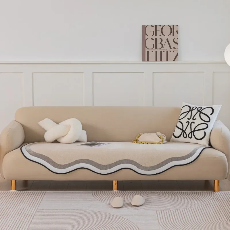 Chenille Fabric Sofa Cushion for Living Room Special Shape Non-slip Couch Cover L Shaped Sofa Towel Seat Pad Protection Cover 5