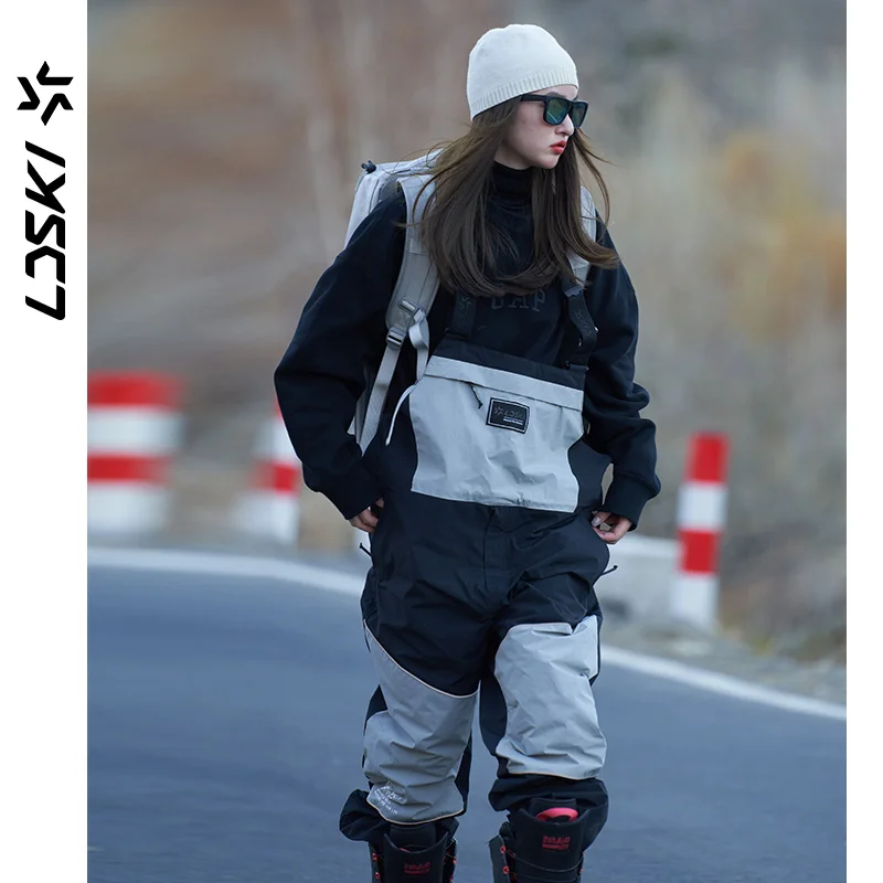 LDSKI Ski Pants Snowboard Bib Women Men Winter Side Zipper on Legs