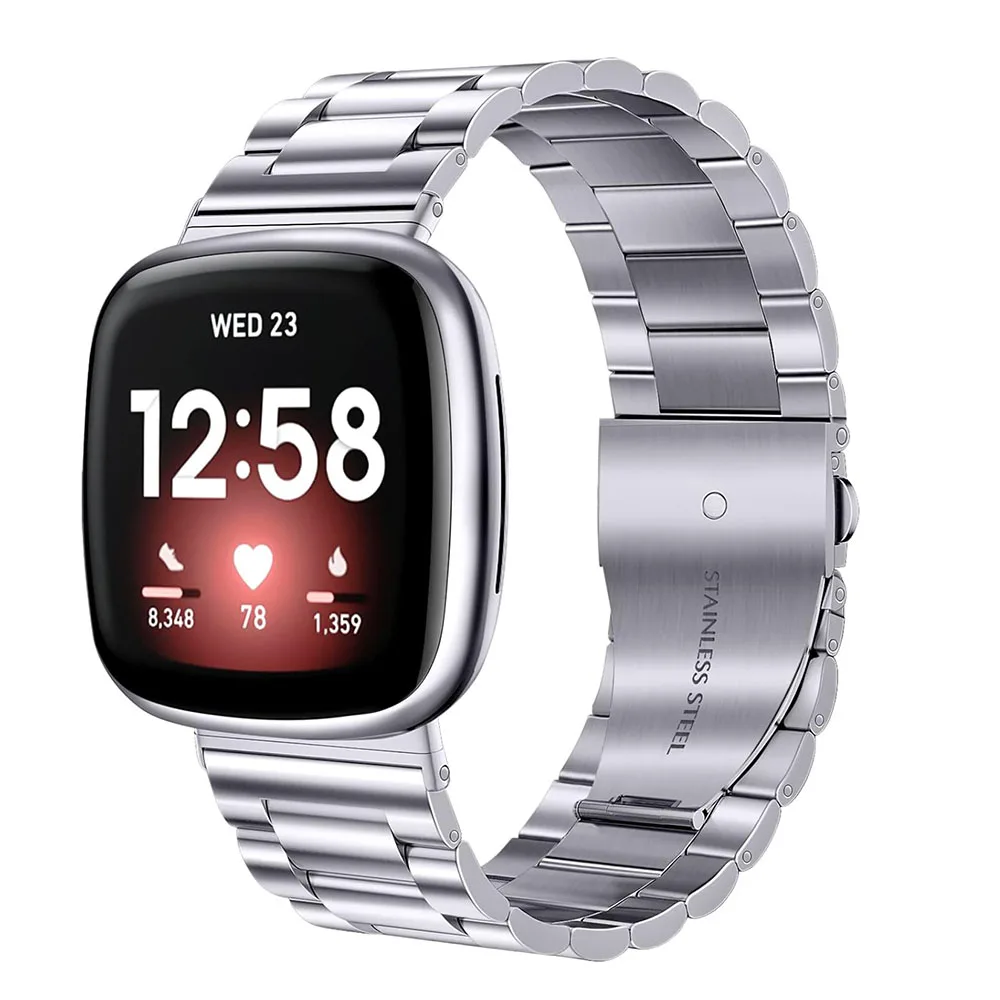 Stainless Steel Strap For Fitbit Versa 4/3 Women Men Watch Metal