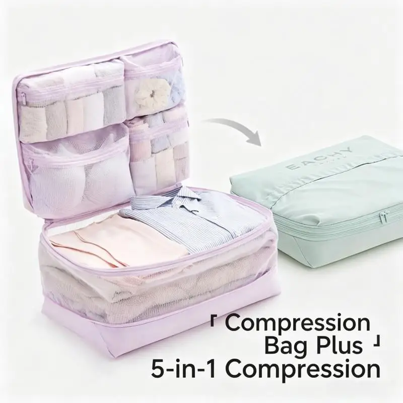 Travel Packing Cubes Set - Portable Multi-Compartment Luggage Organizer and Clothes Storage Solution