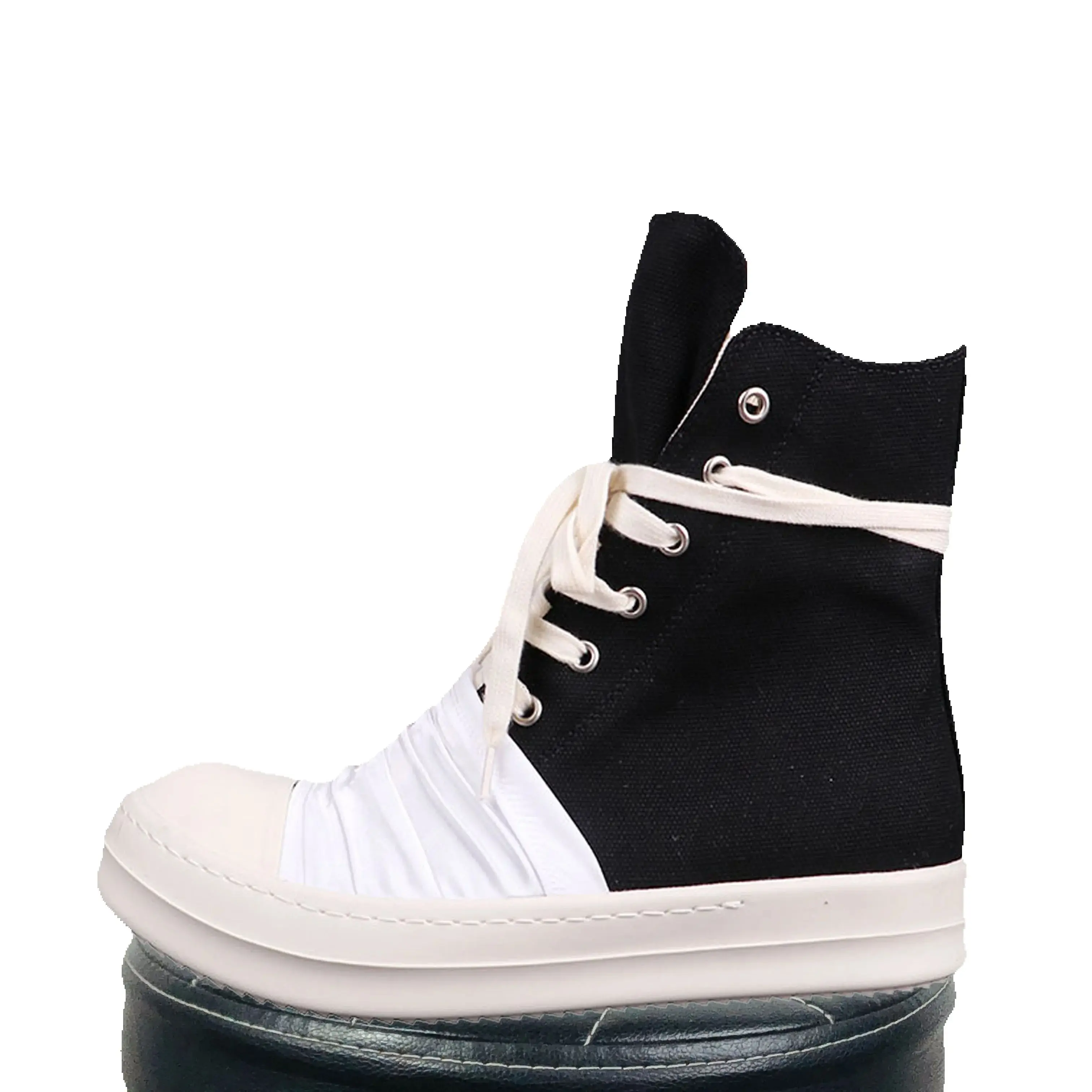 Qvah Owens High Top Canvas Sneakers Black/White 6