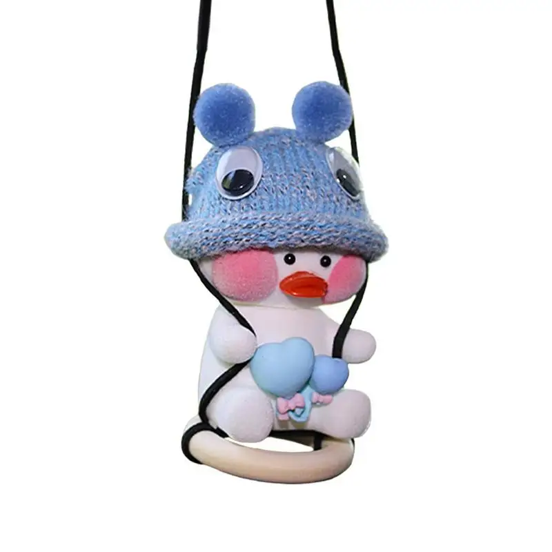 

Swing Duck Hangings Car Pendant Auto Rearview Mirror Ornament Little Wearing A Hat Duck Swing Ornaments Auto Interior Decor