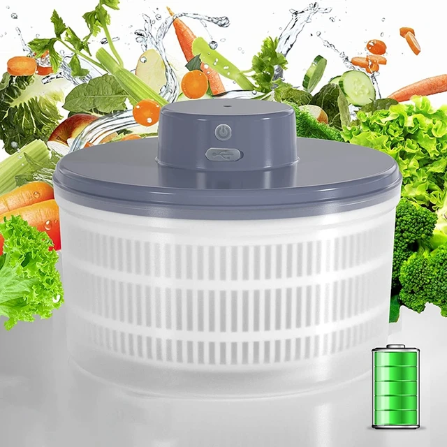 Electric Stainless Steel Salad Spinner Vegetable Washer with Bowl, USB  Electric Chargeble Lettuce Cleaner and Dryer 