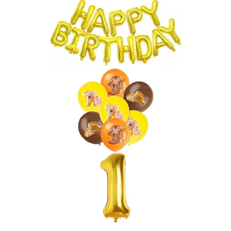 Pferd Geburtstag Dekoration Pappbecher Teller Geschirr Tischdecke Hintergrund Serviette Pferd Geburtstag Party Supplies Luftballons Schlüsselanhänger – Detail 24