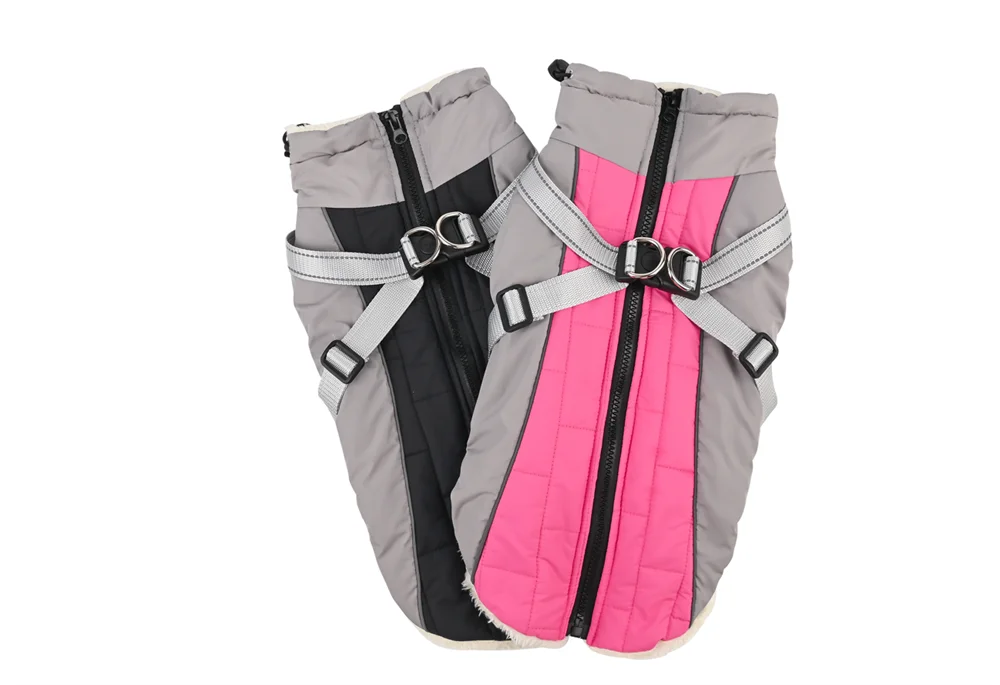 Winter Dog Jacket with Harness Waterproof Outdoor Pet Coat for Small Large Dogs Reflective Thicken Warm Dog Clothes Vest Jacket