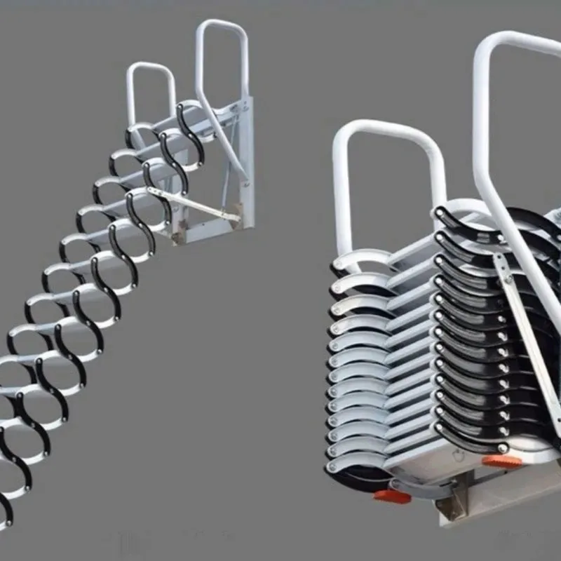 Outdoor Wall-mounted Telescopic Step Ladder telescoping ladder carbon steel Lift Ladders for Home Indoor Space-saving Attic Telescopic Staircase