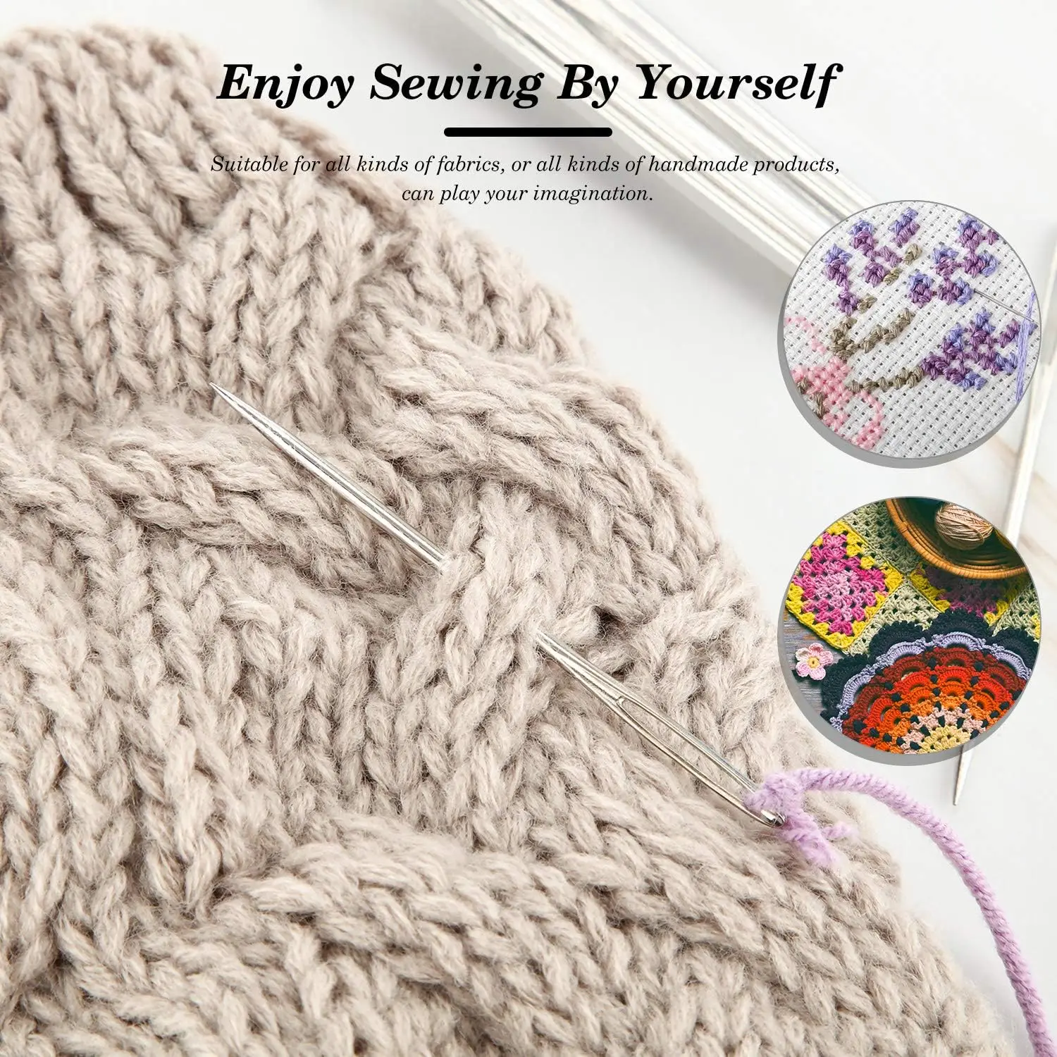 Large Eye Blunt Sewing Needles Cross Stitch Knitting Needle Handmade Leather Embroidery Thread Needle Sewing Accessories 9 PCS sewing needles