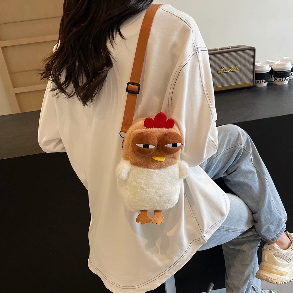 Cute Chicken Bag for Women Girls Gift Chicken Purse for Women Fluffy Hen Shoulder Bag  Handbag Cute Animal Crossbody Bags