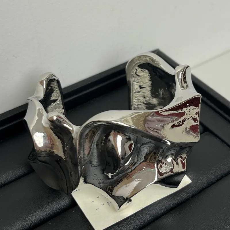 Geometric Irregular Exaggerate Open Bracelet Women Lava Texture Personalized Bracelet Bangle Luxury Fashion Jewelry Woman Gift