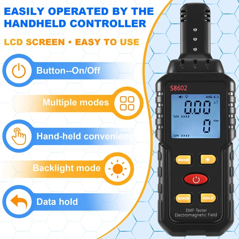 3-In-1 Radiation Dosimeter Counter Geiger EMF Meter Alarm Real-Time Measure Detector Tester