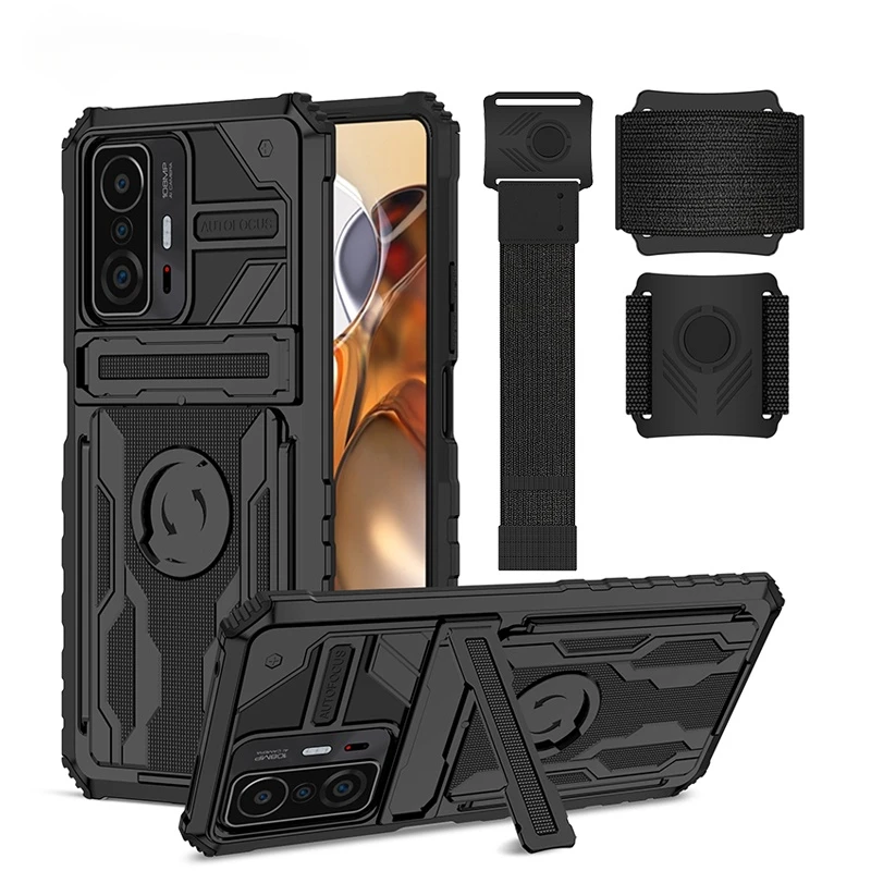 

New Heavy Duty Armor For Xiaomi Mi 11T Pro Wristband Sport For Mi 11T Shockproof Casing Stand Holder Capa CASE Cover