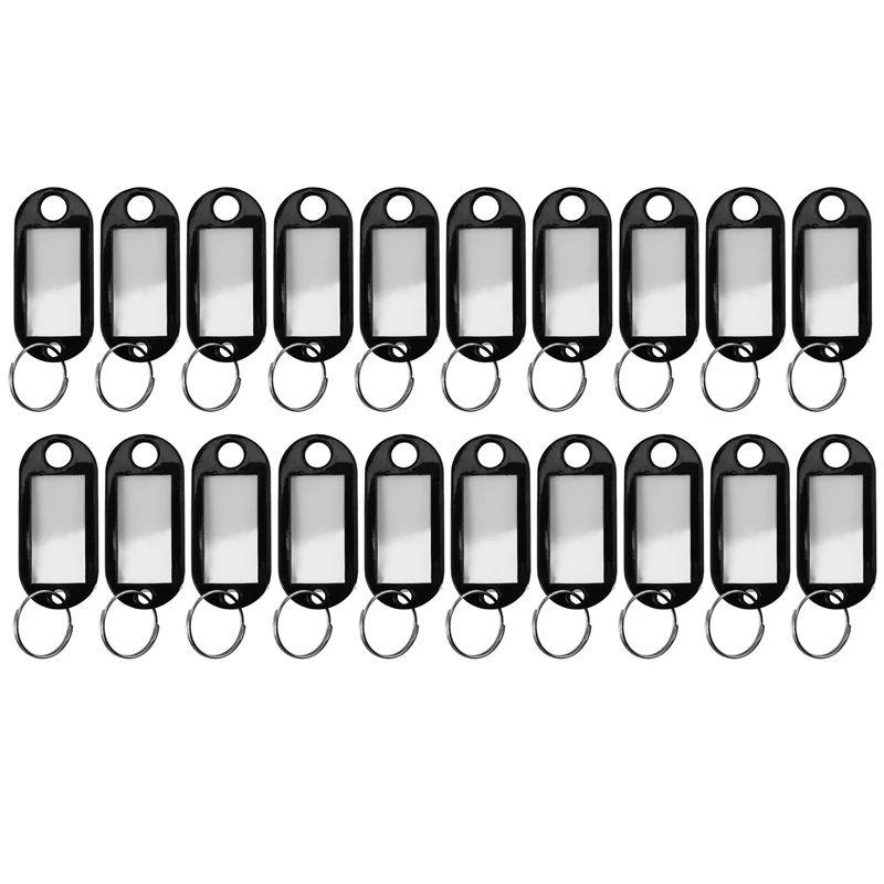 

40 Pcs Assorted Key ID Label Tags Split Ring Keyring Keychain (Black)