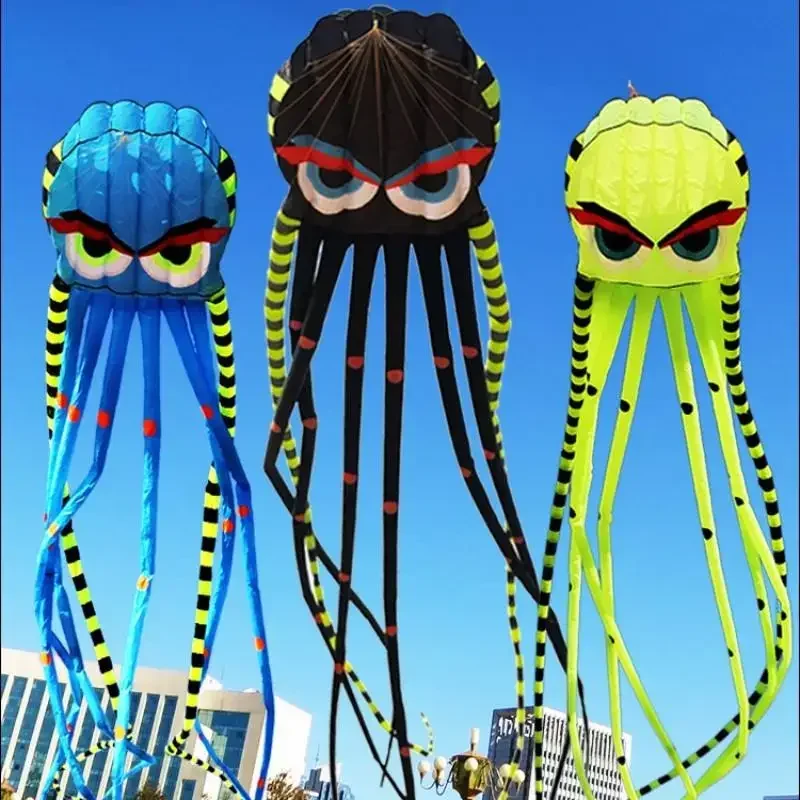 3D 8-meter Octopus Kite Four-colors Large Animal Soft Kite Outdoor Inflatabls Adult Kites Easy To Fly Nylon Tear Resistant