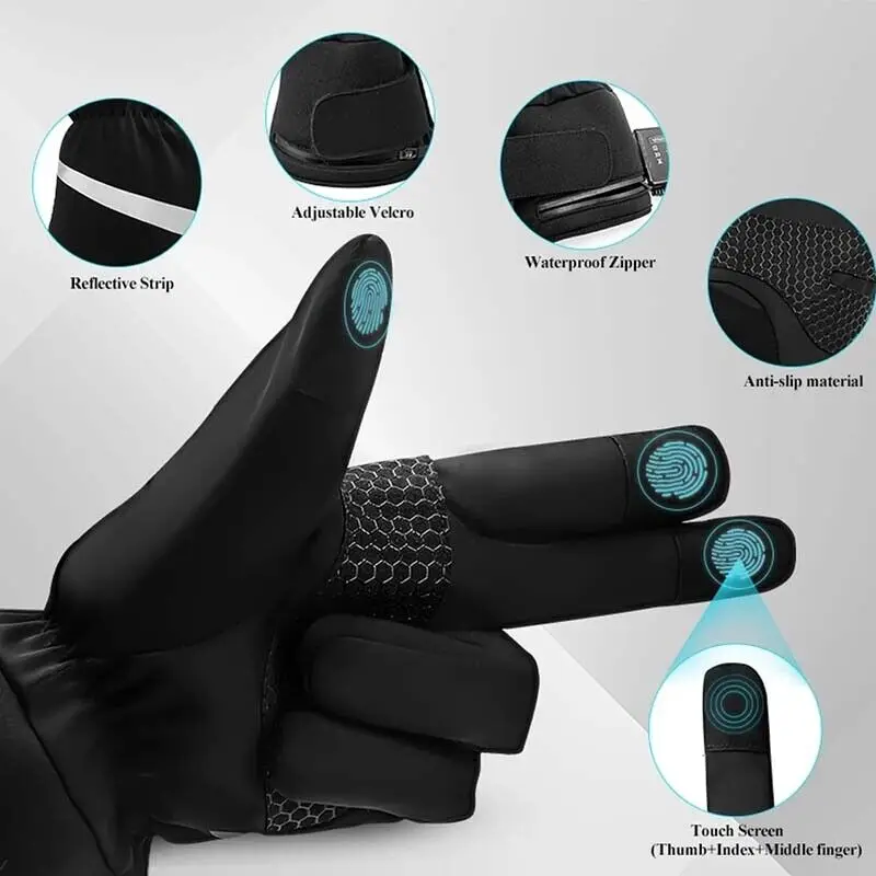 Electric Heating Gloves 2200mAh Rechargeable Touch Screen Waterproof Winter Outdoor Sports Heated Glove With Temperature Control