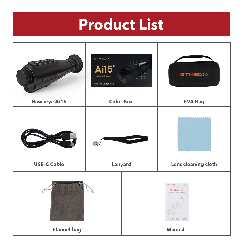 GTMEDIA Ai15 Thermal Imaging Monocular Handheld IR Night Vision
