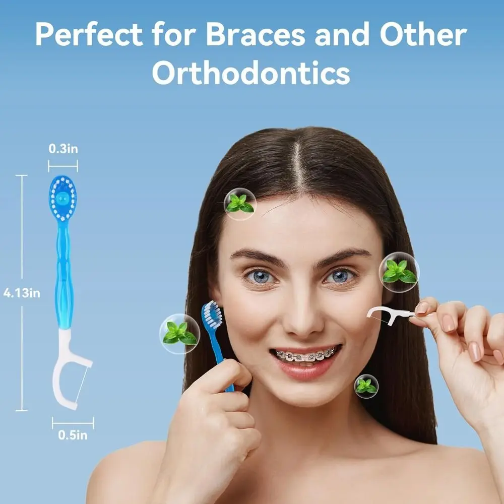 New with Freshening Bead Mini Travel Toothbrush Disposable Portable Prepasted Toothbrush Travel 5 in 1 Toothbrushes with Floss