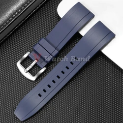 Premium Quick Release Silicone Watch Strap - Durable Rubber Band in Multiple Widths - 22mm (Blue - Silver)