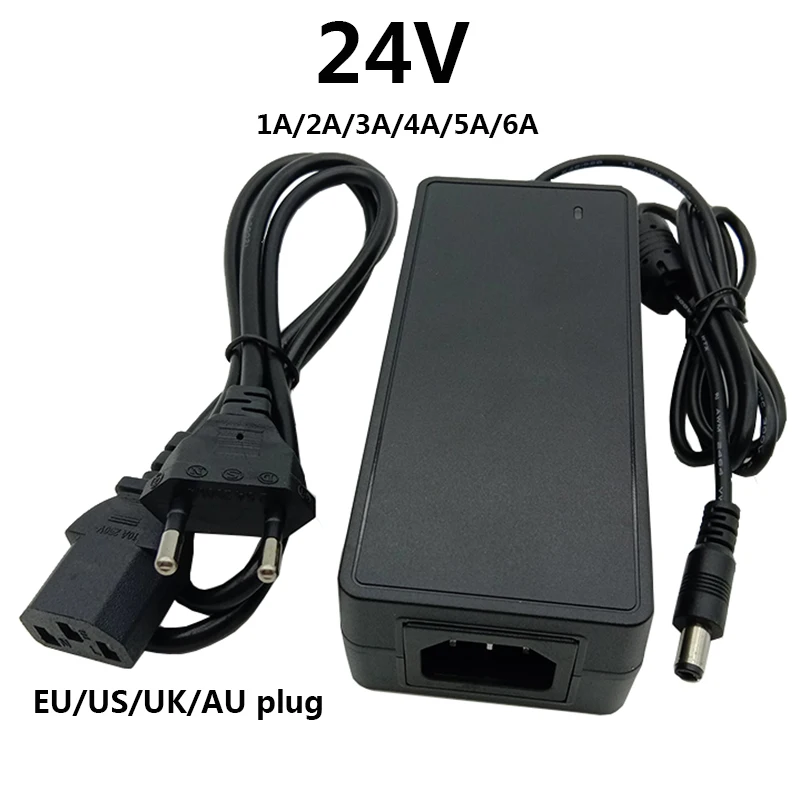 Alimentatore 24 V Volt Adattatore Ac Dc Adattatore 24 V Adattatore 1A 2A 3A 4A 5A 6A Trasportatore Universale Eu Us Uk Au Plug 5.5*2.5Mm