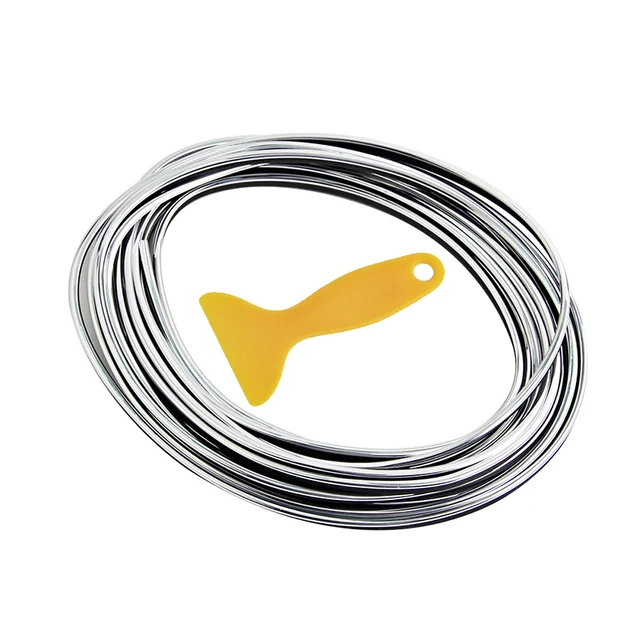 5M Car Dashboard Door Edge Insert Trim Styling Interior Decorative Moulding Universal Auto Accessories Insert Strip With Scraper Silver