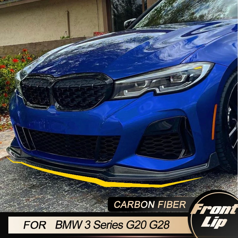 

Front Bumper Lip Spoiler for BMW 3 Series G20 G28 M-Sport 2020-2022 Car Front Bumper Lip with Splitters Apron Carbon Fiber