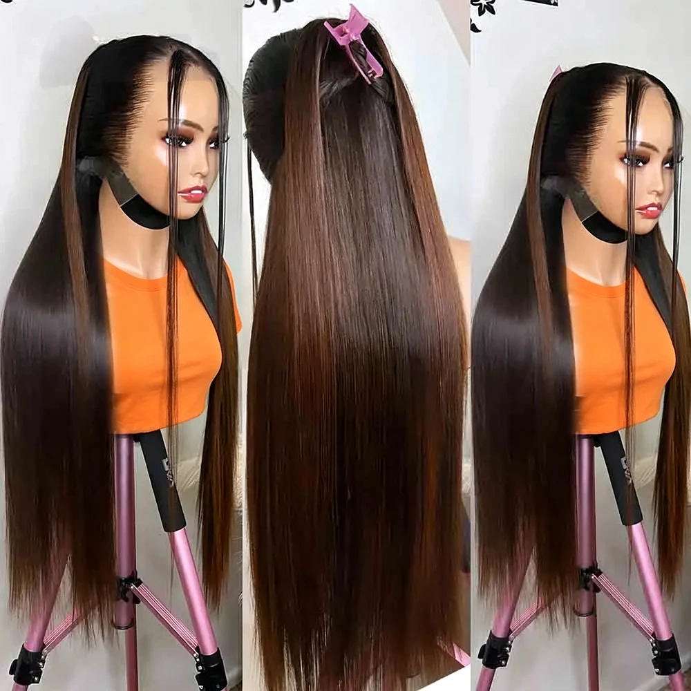 Perruque de cheveux humains sans colle vietnamienne 250% de densité, prête à porter en 3 secondes, avec frontal en dentelle HD 13×4, effet ombré coloré, pour femmes, sans colle, avec partie naturelle pré-coupée, pour débutantes, longue, dégradée, douce et soyeuse