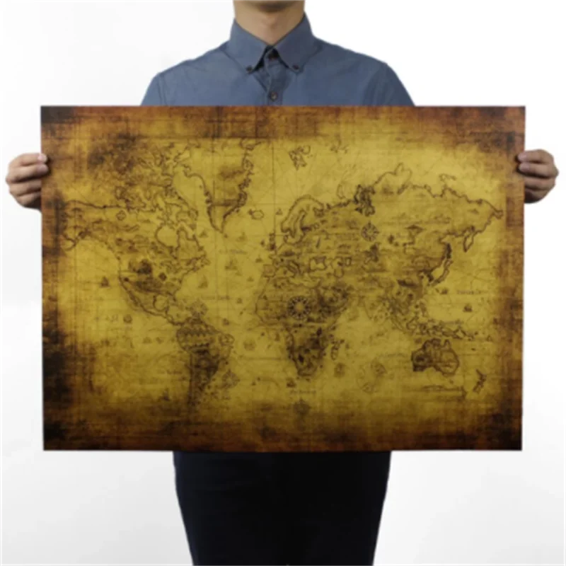 

1 pcs 72*51cm European vintage medieval ancient treasure map nostalgic kraft paper interior decoration wall painting