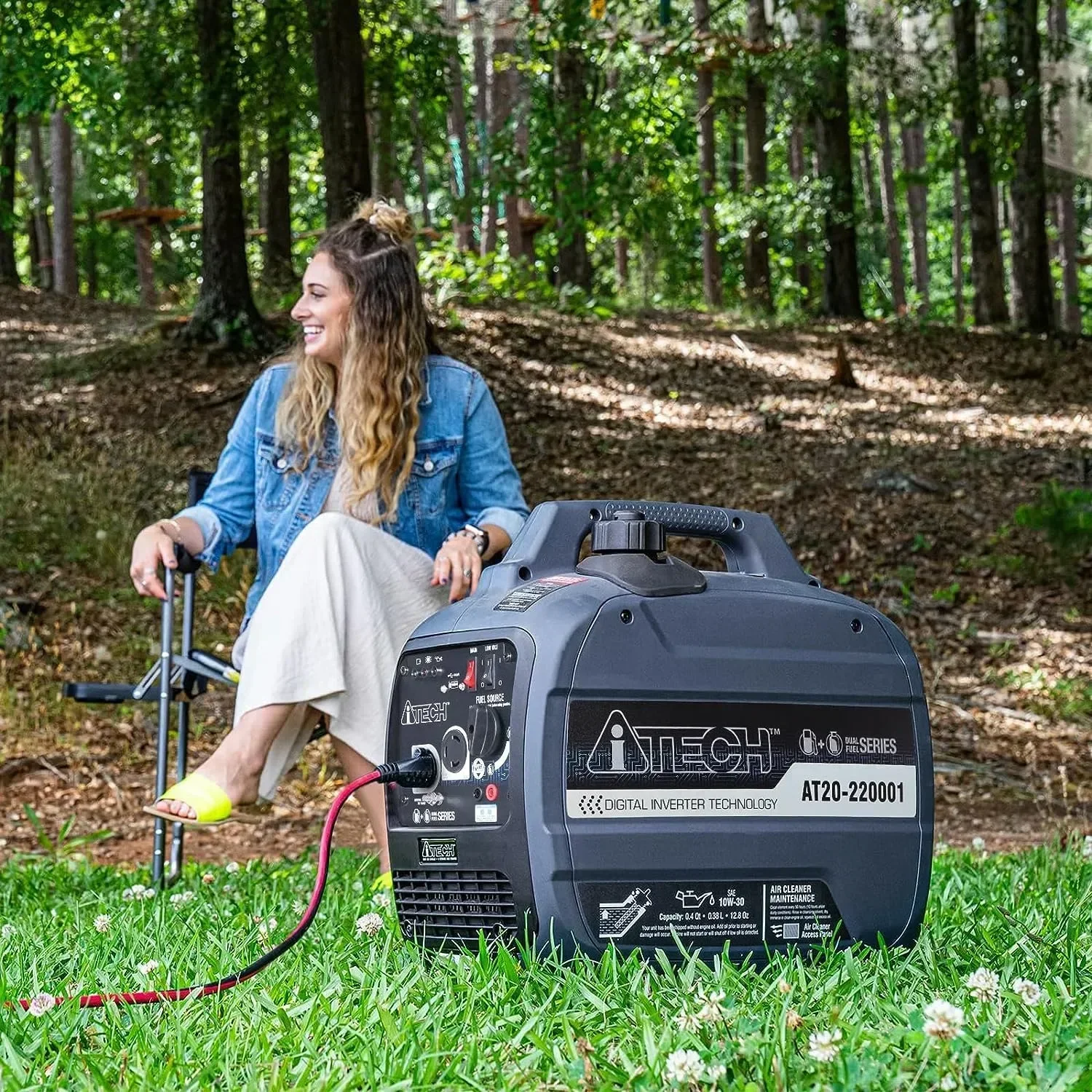 New 2000 W Portable Inverter Generator Dual Fuel Gas & Propane Powered Super Quiet Operation, Lightweight, RV Ready | USA | NEW