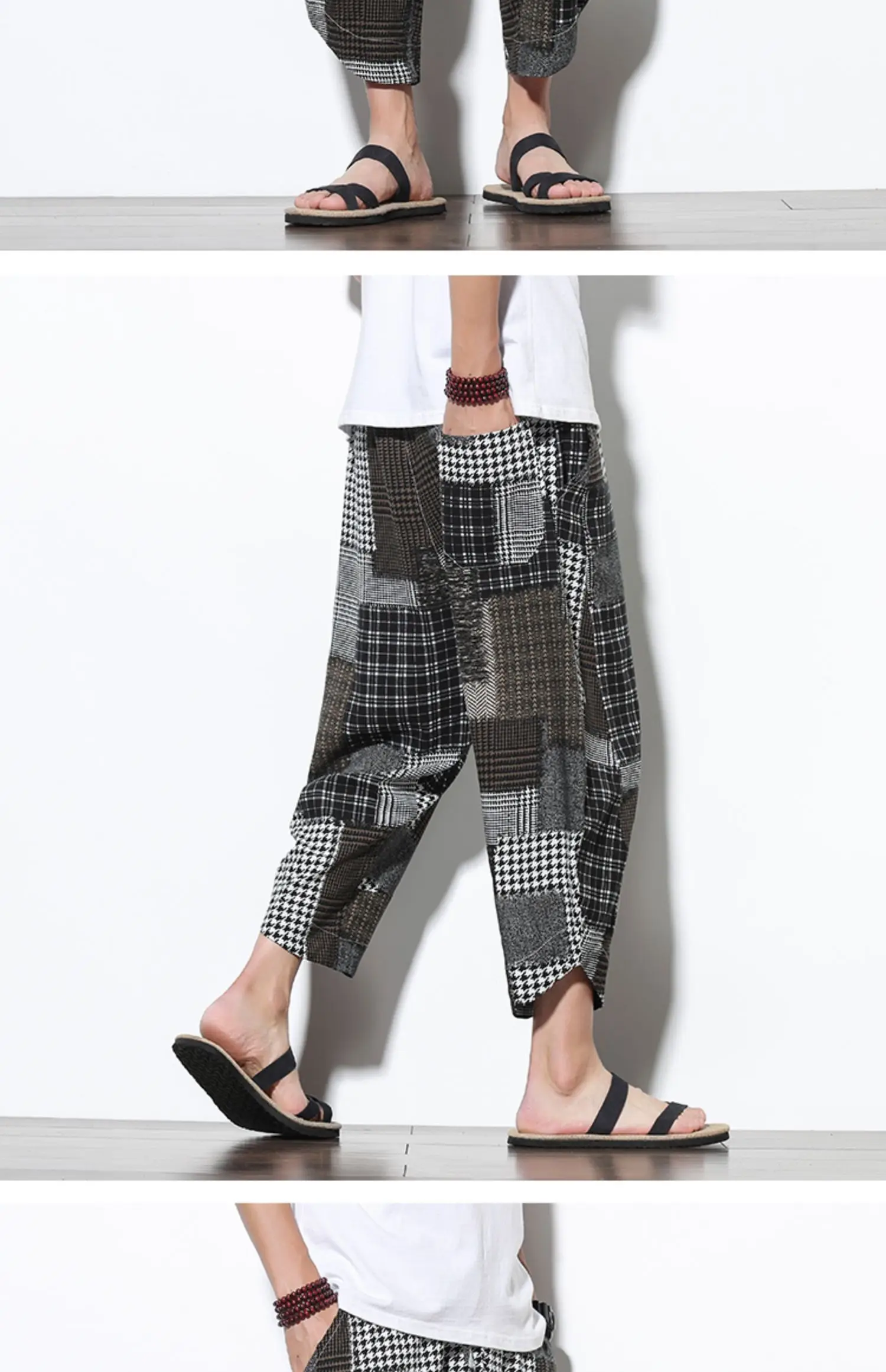 Plus Size 5xl Sommer koreanischen Stil Freizeit hose Herrenmode Baumwolle Leinen übergroße knöchel lange Hosen Kleidung Streetwear – Detail 21