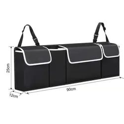 Enhanced Car Trunk Organizer - High Capacity Multi-use Backseat Storage Bag (Black)