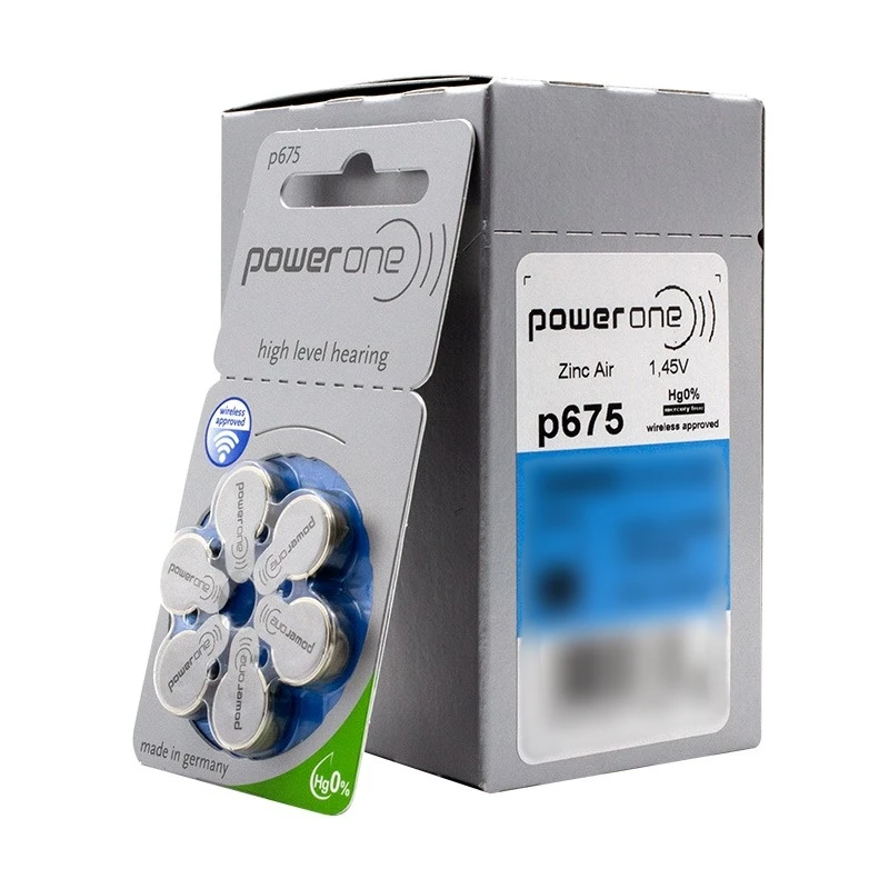 60 PCS NEW Zinc Air 1.45V powerone P675 Zinc Air Hearing Aid Batteries 675A A675 675 PR44 Hearing Aid Battery for BTE CIC RIC OE 2