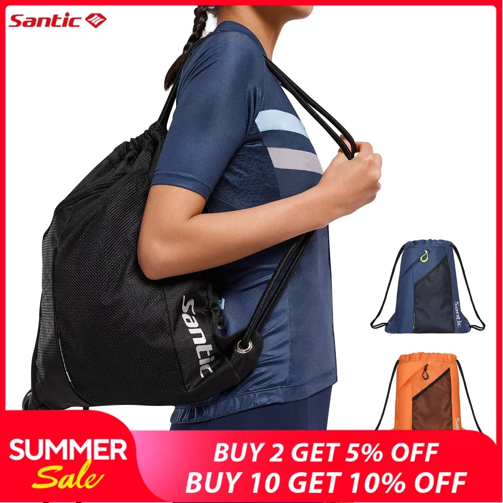 Santic Drawstring Bag Drawstring Backpack Men and Women Backpack Waterproof Cycling Sports Travel Tourism Large Capacity Folding