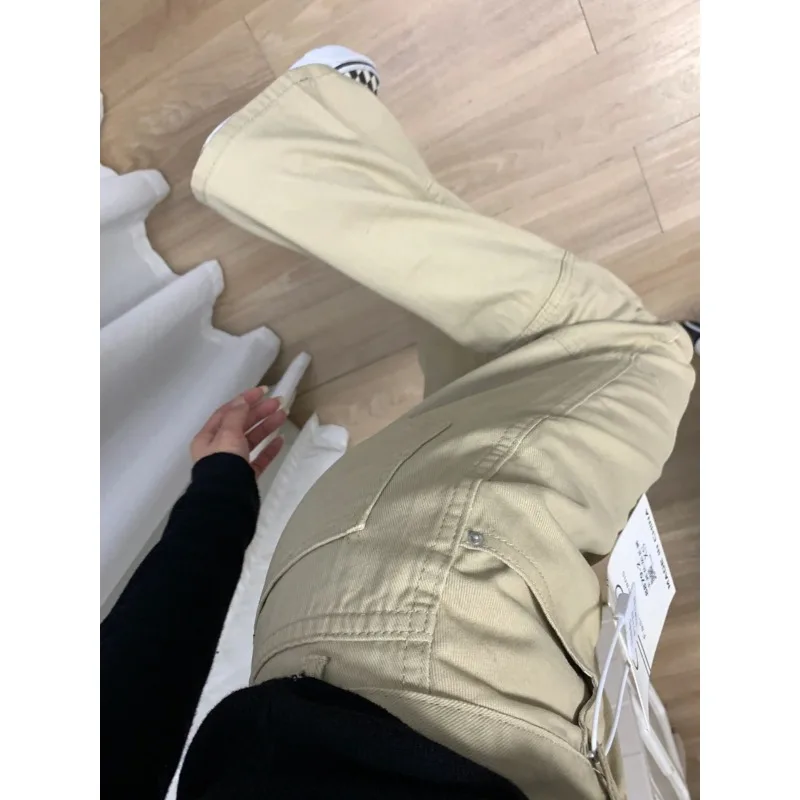 Deeptown Y2k Vintage Cargo Jeans Women Gyaru Baddies Streetwear Tights Flare Denim Pants Pleated Grunge Korean Fashion Trousers
