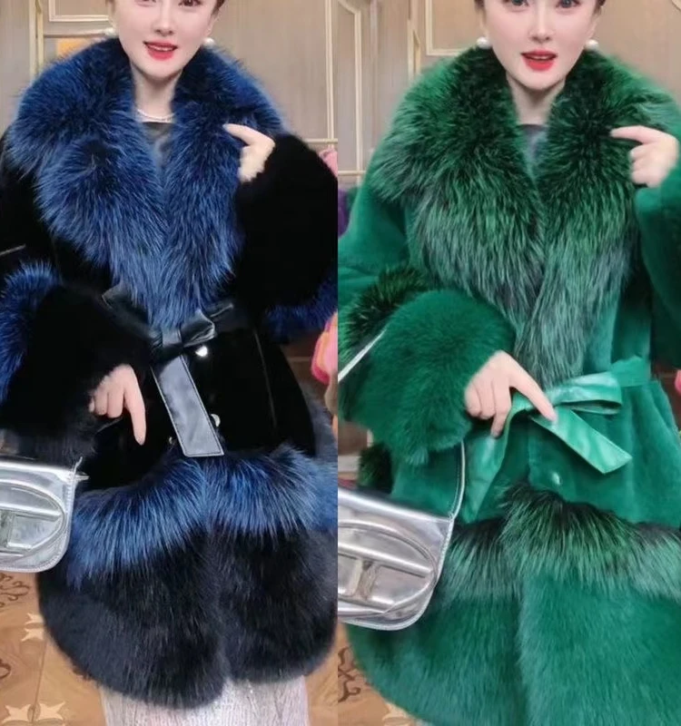 2023 Chic Autumn And Winter Goddess Warm Environmental Protection Faux Fur Coat Mink Furry Integrated High-End Jacket Outwear
