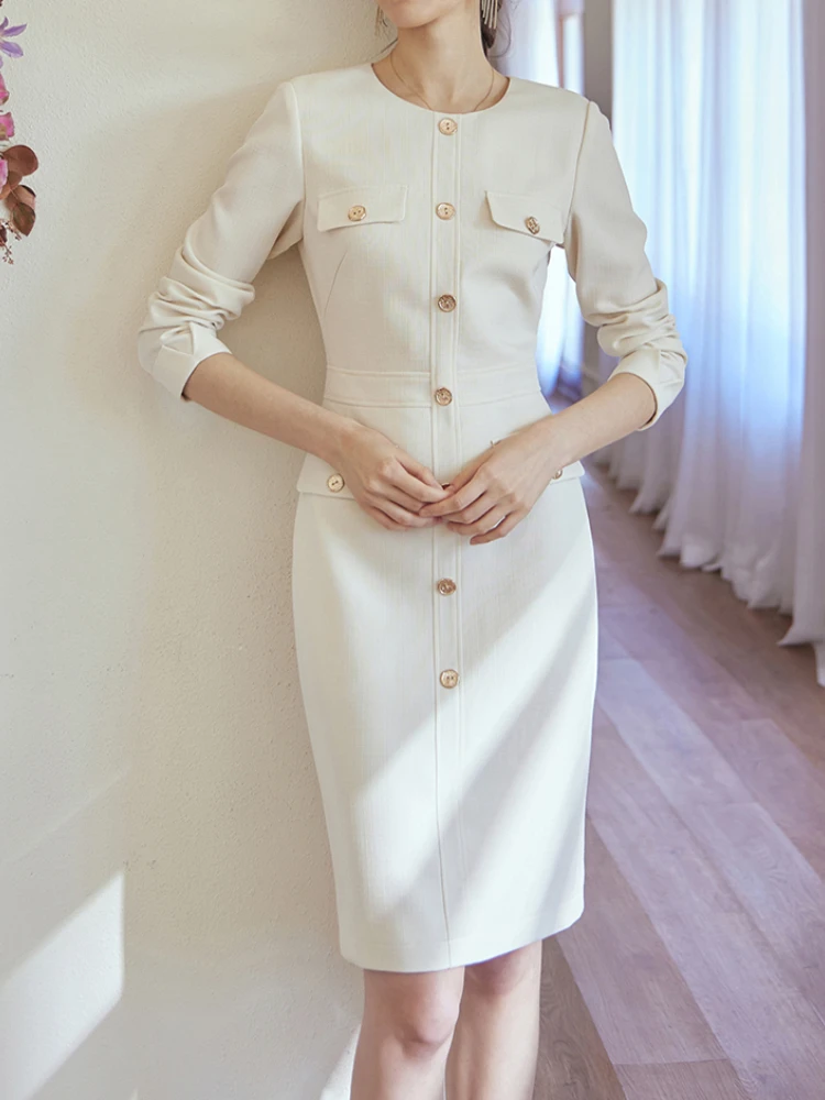 

Slim Fit Slim Fit Hip Lift Bottoming Dress Women's 2022 Autumn and Winter New Temperament Apricot Small Fragrant Skirt