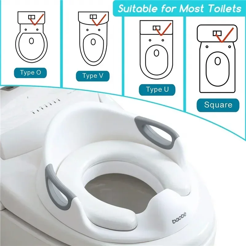 Baby Potty Training Toilet Seat with Soft Cushion Handles, Haute Collection, Double Anti-Slip Design and Splash Guard 5