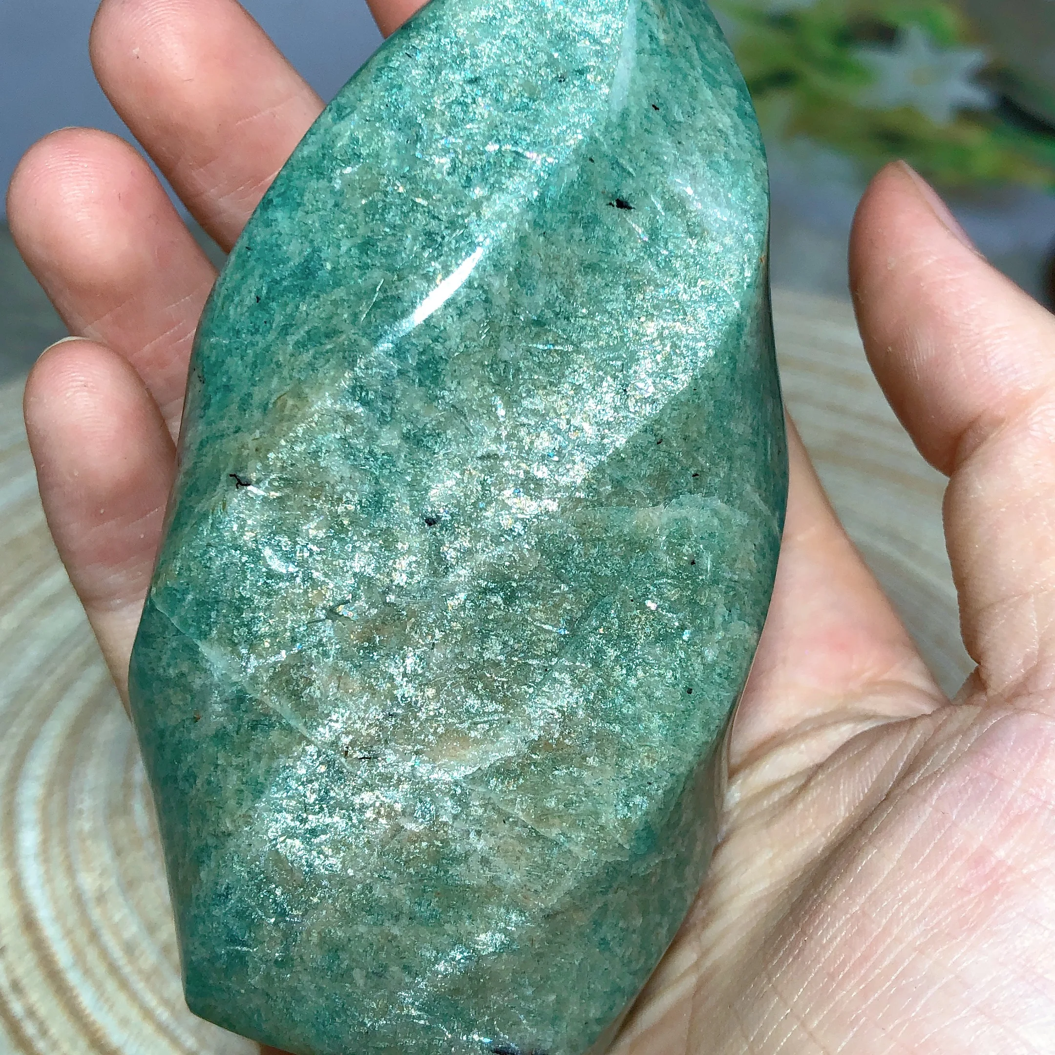 High Quality Natural Crystals Amazonite Flame Polished Ornament Healing Home Decoration Stone Room Decor Gift Mineral 3