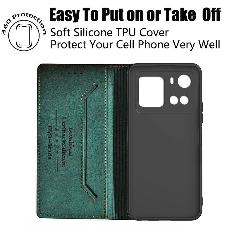 Leather Flip Wallet Phone Case - Stylish Protective Cover & Holster