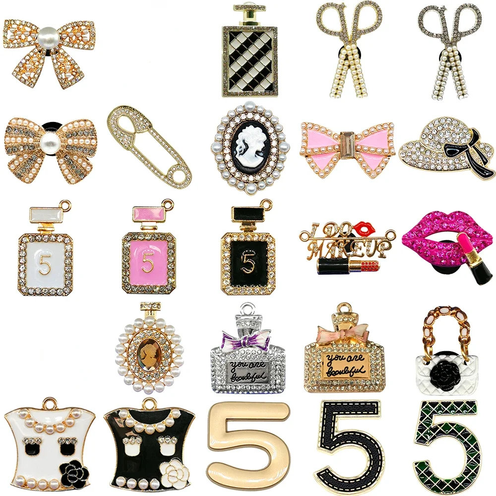 1PCS Metall Kosmetik Schuh Charms Parfüm Bogen Schere Luxus Schuh Zubehör Mode Frauen Männer Kinder Schuh Schnalle Dekoration
