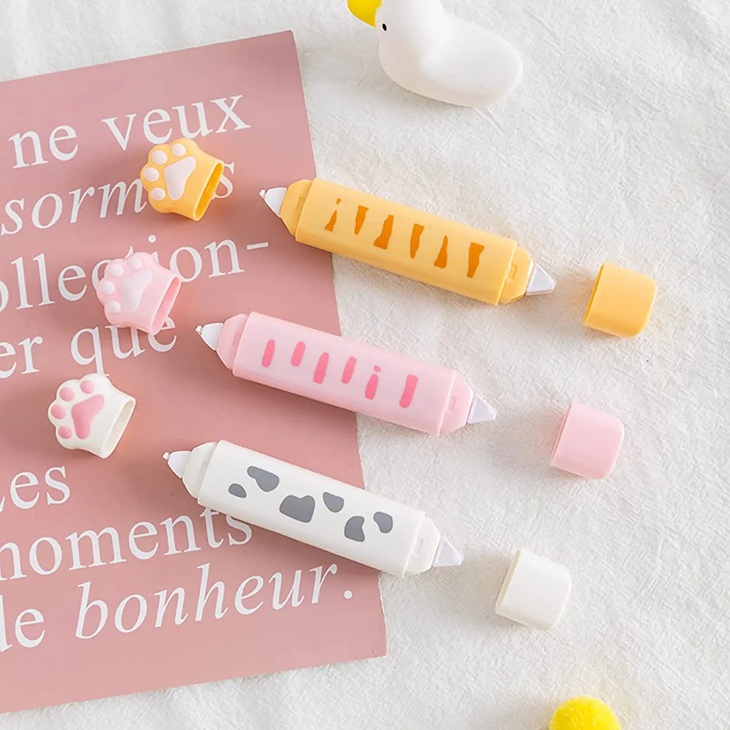 Correction Tape Correction Glue 1pc Cat Paw Shaped Dual Tips 2 in 1
