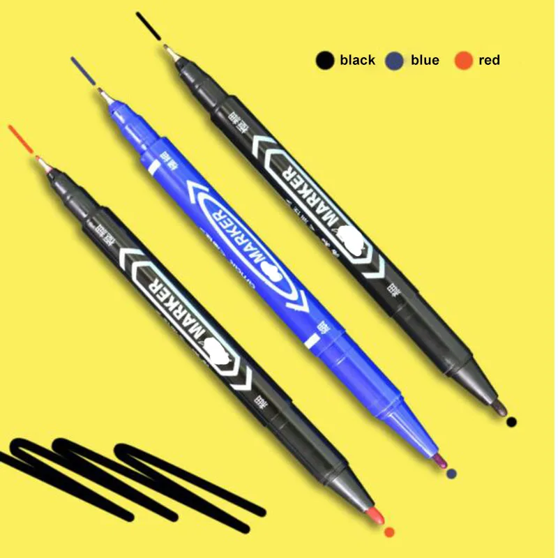 Twin Tip Colored Permanent Art Markers Pens Fine Point Waterproof Oily  Black Ink