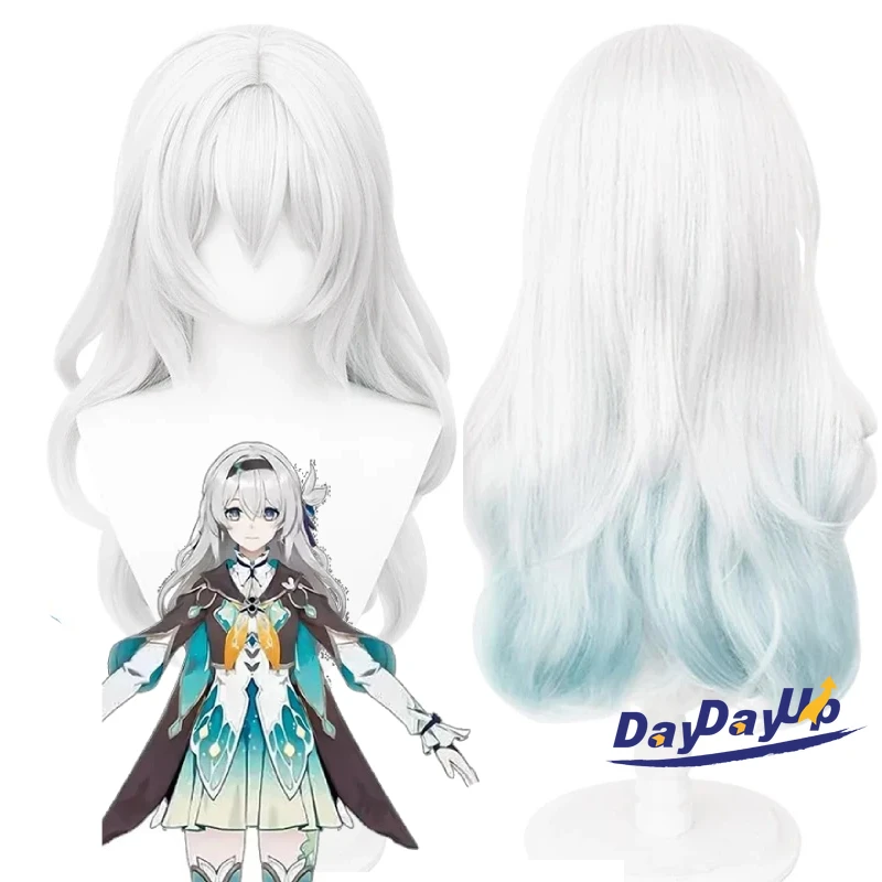 

Firefly Cosplay Wigs Honkai: Star Rail Long Silver Green Gradient Wigs Heat Resistant Synthetic Hair Halloween Costume Role Play