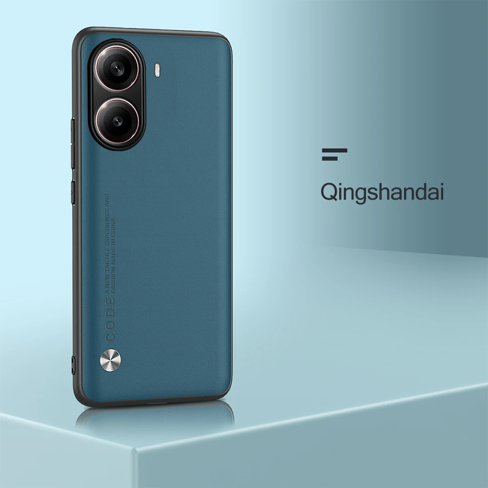 Leather Shockproof Case with Silicone Frame - Soft and Durable Back Cover