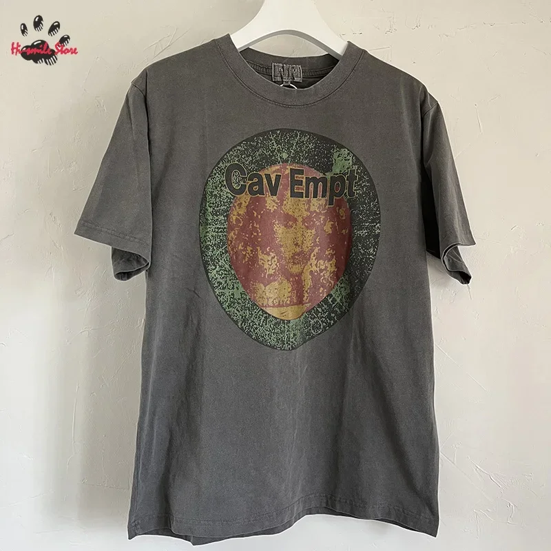 

Высококачественная повседневная футболка Cav Empt с коротким рукавом и круглым принтом для мужчин и женщин, хлопковая Футболка с вареным батиком CAVEMPT C.E унисекс