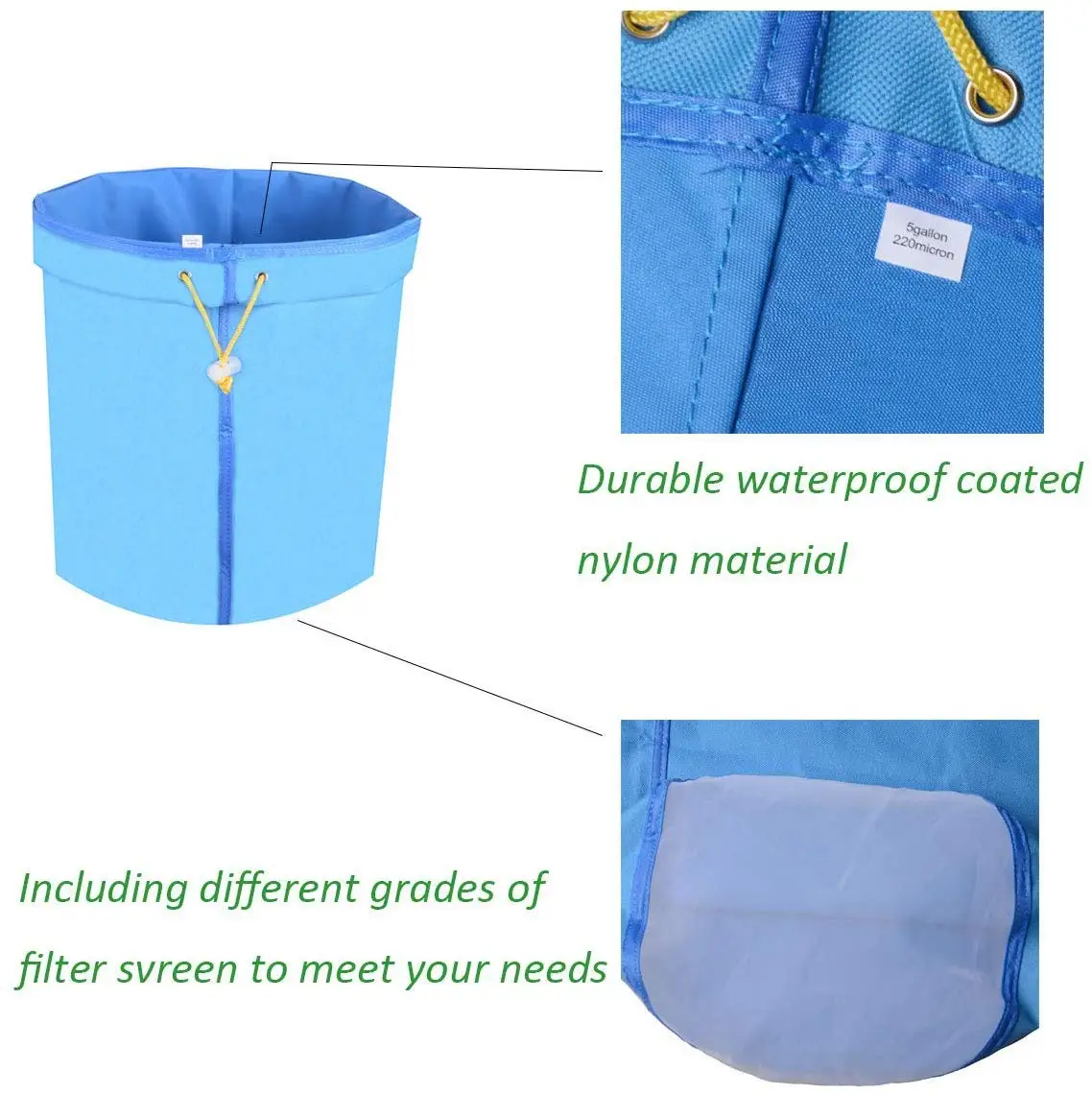 1-Gallon 5-Gallon Herbal Ice Bubble Hash Bag Essence Extractor Kit Filtration Bags/Set Free Pressing Screen Storage Bag herbal essence extractor