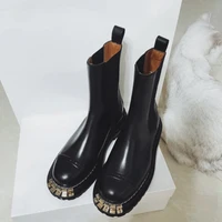 Women's Ankle Boots Platform PU Leather Lace-up Female Footwear Thick Bottom Motorcycle Boots Casual Ladies Shoes Fashion 2021 - Image 3