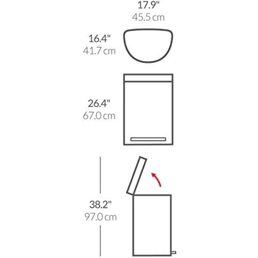 60 Liter Semi-Round Hands-Free Kitchen Step Stainless Steel Trash Can with Soft-Close Lid, Brushed 5