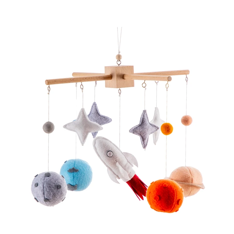 

Wooden Baby Rattles Toy Star Soft Felt Cartoon Bear Cloudy Star Moon Hanging Bed Bell Mobile Crib Montessori Education Toys