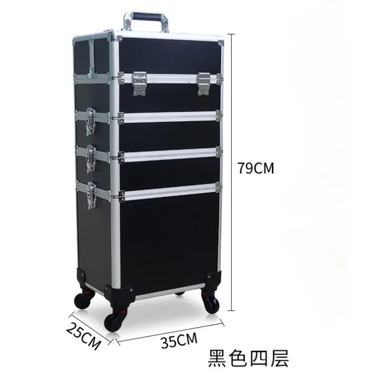 New Women Trolley Cosmetic Bags on Wheel,Nails Makeup Toolbox,Detachable Foldable Beauty Suitcase Travel Bag Vs Rolling Luggage