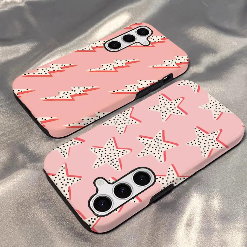 Glossy HD Hard PC Cover - Preppy Stars Pink Phone Case