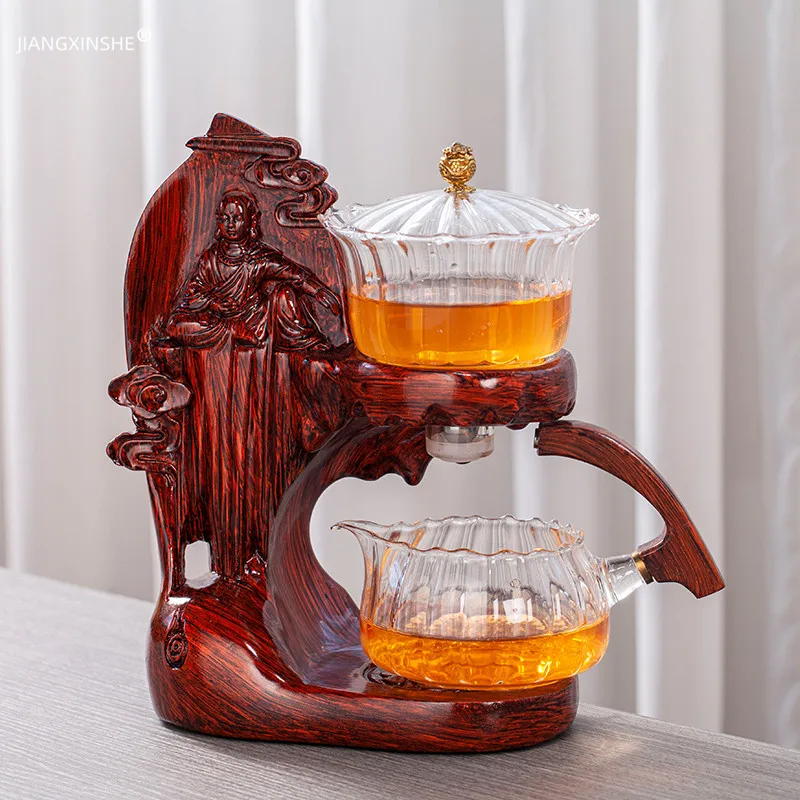 Creative Buddha Statue Glass Tea Set Automatic Teapot Tea Heat-resistant Kungfu Drinking Make Injection